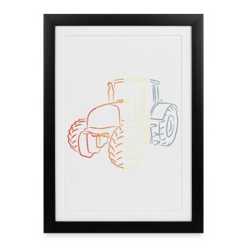 Sketch rétro du tracteur - Affiche encadrée (27 × 37 cm) - noir - Devant