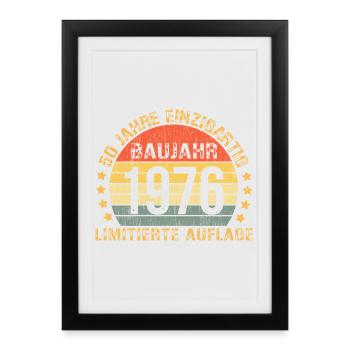 1976 Birthday 50 Decoration Funny 50 Birthday - Framed poster (27 × 37 cm) - black - Front