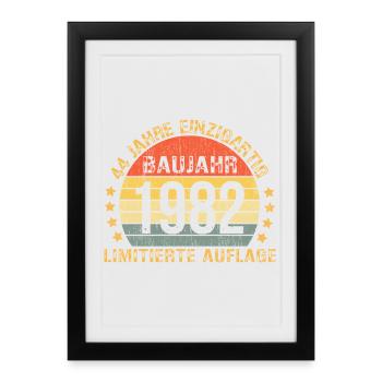 44th Birthday Man Woman 44 Years 1982 Birthday - Framed poster (27 × 37 cm) - black - Front