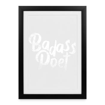 Poète Badass : Typographie audacieuse au pinceau - Affiche encadrée (27 × 37 cm) - noir - Devant