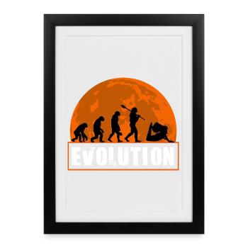 Yoga Evolution Silhouette Sunset Retro - Affiche encadrée (27 × 37 cm) - noir - Devant