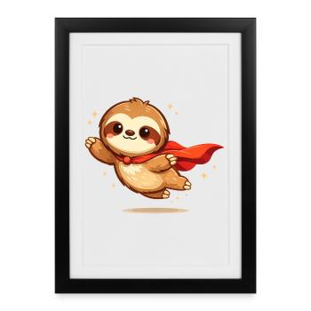 Miniheld Faultier – Superfaultier - Affiche encadrée (27 × 37 cm) - noir - Devant