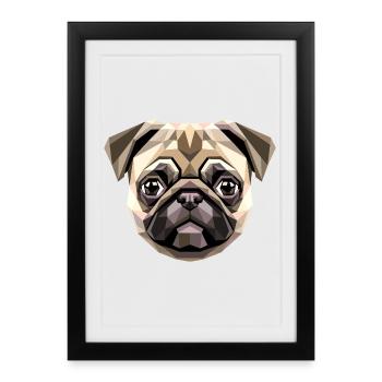 Carlin Beige Les chiens adorent Carlin Petit carlin mignon - Affiche encadrée (27 × 37 cm) - noir - Devant