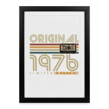 Cadeau d’anniversaire vintage original de 1976 - Affiche encadrée (27 × 37 cm) - noir - Devant