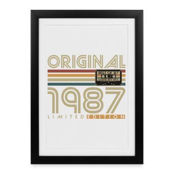 Cadeau rétro original d’anniversaire vintage de 1987 - Affiche encadrée (27 × 37 cm) - noir - Devant