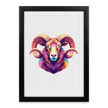 Tête de mouton : Drôle d’animal de ferme, cadeau - Affiche encadrée (27 × 37 cm) - noir - Devant
