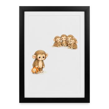 Baby Monkey Punch - Viral Sad Monkey - Framed poster (27 × 37 cm) - black - Front