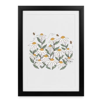 Wildflower with bees - Framed poster (27 × 37 cm) - black - Front