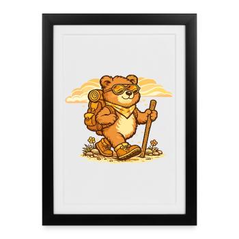 Wanderbär en voyage de découverte - Affiche encadrée (27 × 37 cm) - noir - Devant