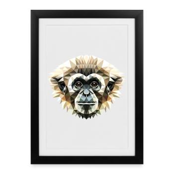 Gibbon Singe Mainblanche Gibbon Singe Lar mignon - Affiche encadrée (27 × 37 cm) - noir - Devant
