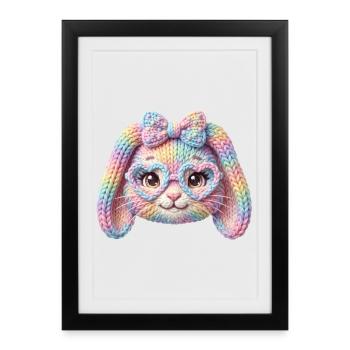 Lunettes en forme de cœur de lapin Pâques en forme de lapin pastel arc-en-ciel - Affiche encadrée (27 × 37 cm) - noir - Devant