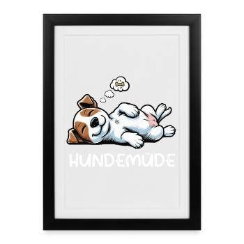 Hundemüde Jack Russel terrier Jack russel besitzer - Gerahmtes Poster (27 × 37 cm) - Schwarz - Vorne