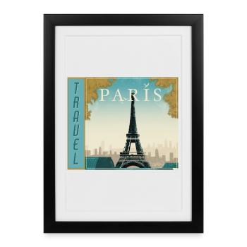 Affiche rétro de voyage de voyage à Paris - Affiche encadrée (27 × 37 cm) - noir - Devant