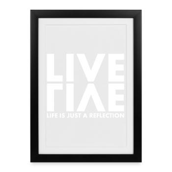 LIVE EVIL Wortspiel Minimalistisches Humor Design - Gerahmtes Poster (27 × 37 cm) - Schwarz - Vorne