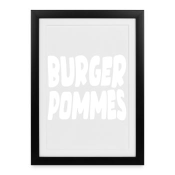 Burgerpommes Fast Food Liebe - Gerahmtes Poster (27 × 37 cm) - Schwarz - Vorne