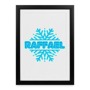 Prénom Raffael - Affiche encadrée (27 × 37 cm) - noir - Devant