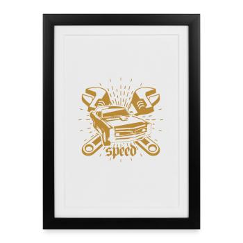 Atelier Speed Screwdriver, Power Art mécanique - Affiche encadrée (27 × 37 cm) - noir - Devant