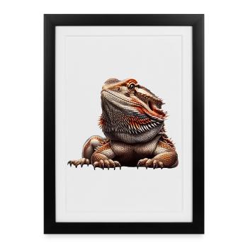 Dragon barbu - Affiche encadrée (27 × 37 cm) - noir - Devant