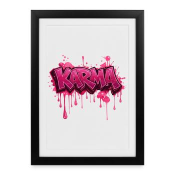 Karma – Design Graffiti Rose Streetwear - Affiche encadrée (27 × 37 cm) - noir - Devant