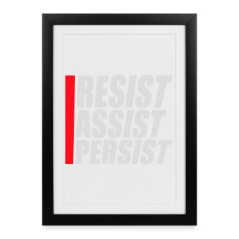 Resist Assist Persist Activism Motivation Logo - Framed poster (27 × 37 cm) - black - Front
