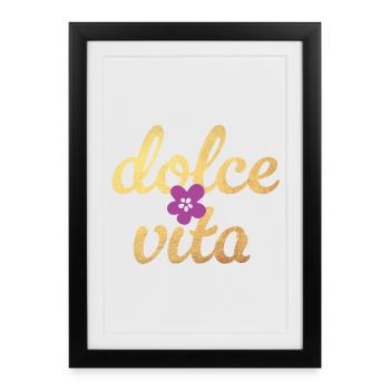 Citation de la fleur de luxe Dolce Vita Flower Blossom Gold - Affiche encadrée (27 × 37 cm) - noir - Devant