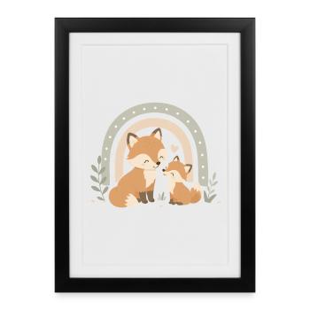 Fox & Child – Boho Rainbow Family Love - Framed poster (27 × 37 cm) - black - Front