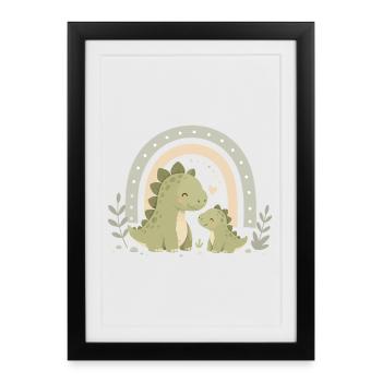 Cute dinosaur family motif - Framed poster (27 × 37 cm) - black - Front