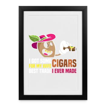 Cigar Cigar Smoker Smoking - Framed poster (27 × 37 cm) - black - Front
