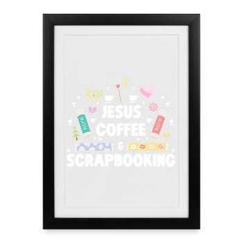 Jésus Café Scrapbooking - Affiche encadrée (27 × 37 cm) - noir - Devant