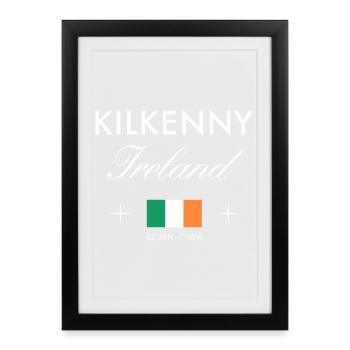 Coordonnées de Kilkenny, Irlande Souvenir de voyage - Affiche encadrée (27 × 37 cm) - noir - Devant