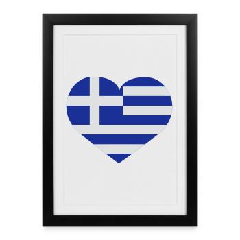 Love Griechenland | Herz | Heart - Affiche encadrée (27 × 37 cm) - noir - Devant