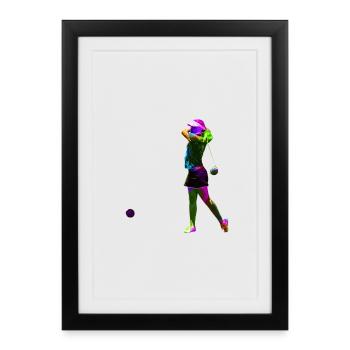 Une golfeuse colorée - Affiche encadrée (27 × 37 cm) - noir - Devant