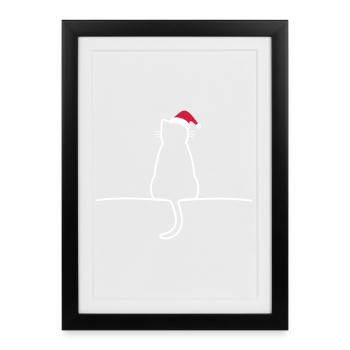 Cat Christmas Christmas Cat Gift - Framed poster (27 × 37 cm) - black - Front