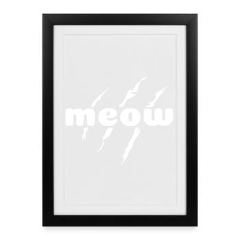 Cats Funny Sayings Meow Claws Paw Icon - Framed poster (27 × 37 cm) - black - Front