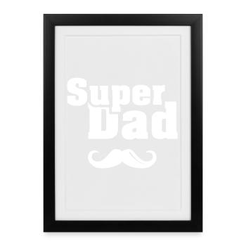 Super papa barbe papa cool logo icône disant - Affiche encadrée (27 × 37 cm) - noir - Devant