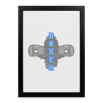 Boxer moto moto motard motard - Affiche encadrée (27 × 37 cm) - noir - Devant