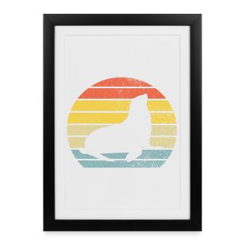 Phoque lion de mer - Affiche encadrée (27 × 37 cm) - noir - Devant