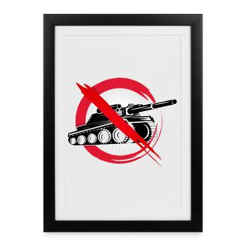 Panzer vehicle crossed out - No War - - Framed poster (27 × 37 cm) - black - Front