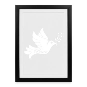 Oiseau blanc de la paix - Affiche encadrée (27 × 37 cm) - noir - Devant