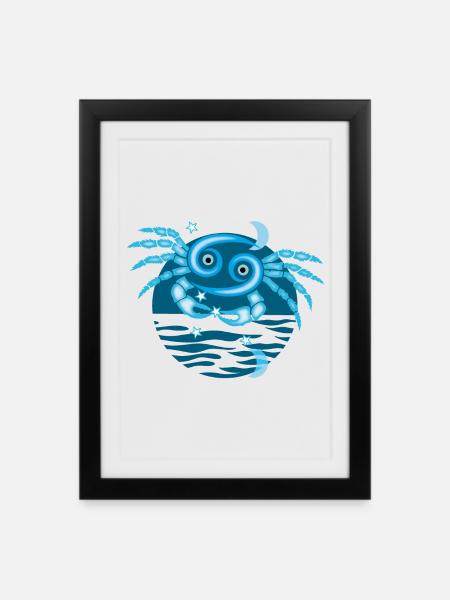 Signe du Zodiaque du Cancer - Affiche encadrée (27 × 37 cm) - noir