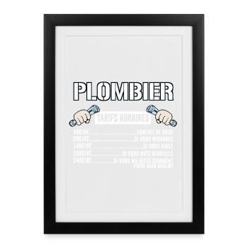 Plombier Tarifs Horaires - Affiche encadrée (27 × 37 cm) - noir - Devant