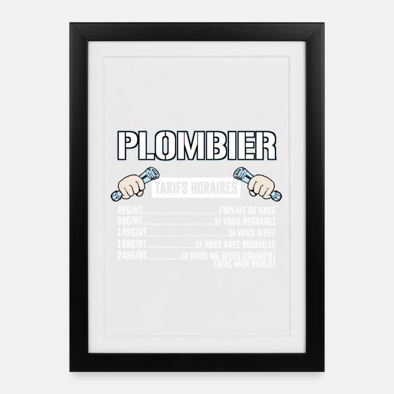 Plombier Tarifs Horaires - Affiche encadrée (27 × 37 cm) - noir