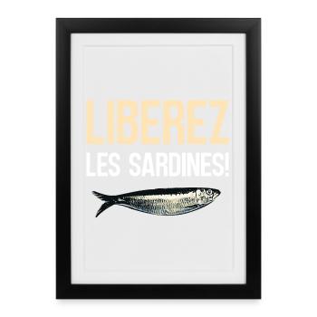 Liberez les sardines - Affiche encadrée (27 × 37 cm) - noir - Devant