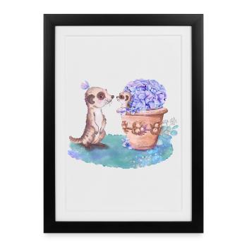 Meerkats - Framed poster (27 × 37 cm) - black - Front