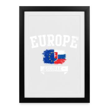 Drapeau slovaque de l’UE - Affiche encadrée (27 × 37 cm) - noir - Devant