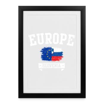 Emblème du drapeau européen de la Slovénie - Affiche encadrée (27 × 37 cm) - noir - Devant