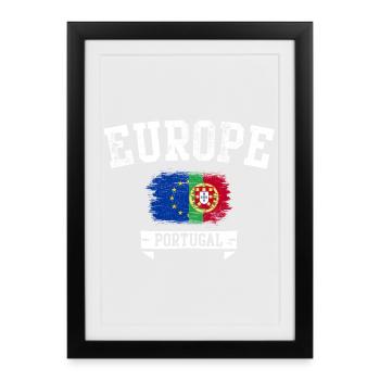 Europe Portugal Flag Fusion - Affiche encadrée (27 × 37 cm) - noir - Devant