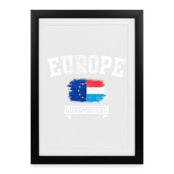 Tee du drapeau du Luxembourg Brush Europe - Affiche encadrée (27 × 37 cm) - noir - Devant