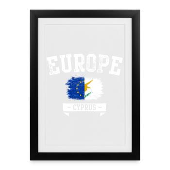 Emblème Europe Chypre - Affiche encadrée (27 × 37 cm) - noir - Devant