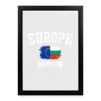 Europe Bulgarie Drapeau de la brosse - Affiche encadrée (27 × 37 cm) - noir - Devant